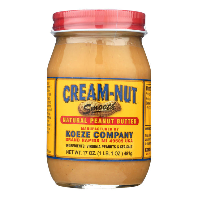 Cream Nut Natural Smooth Peanut Butter - 17 Oz - Pack of 6
