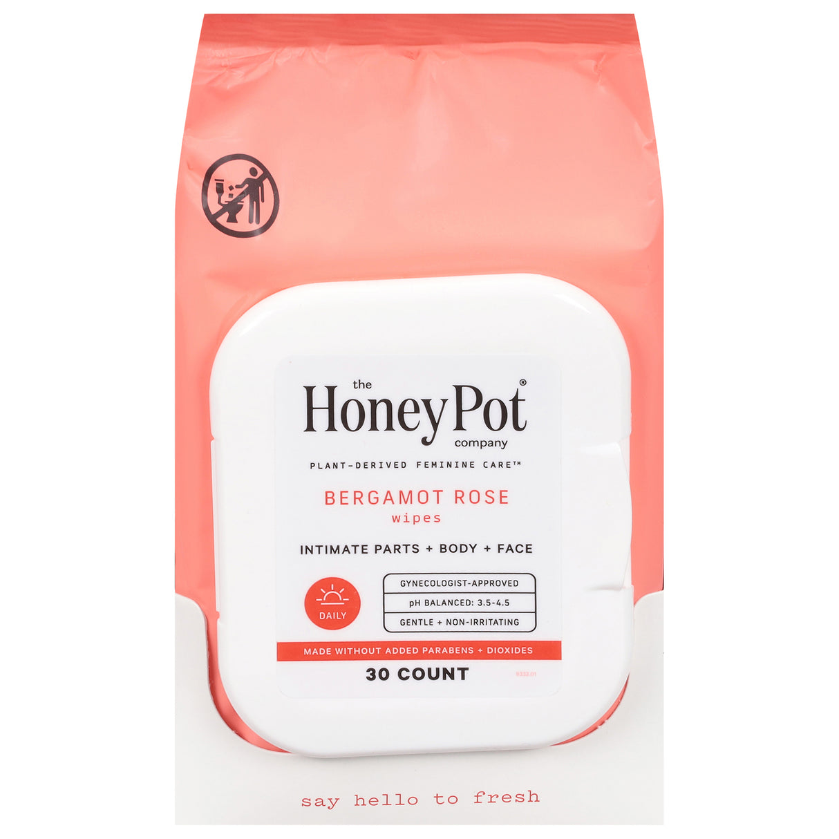 The Honey Pot Rose Feminine Wipes - 30 Count