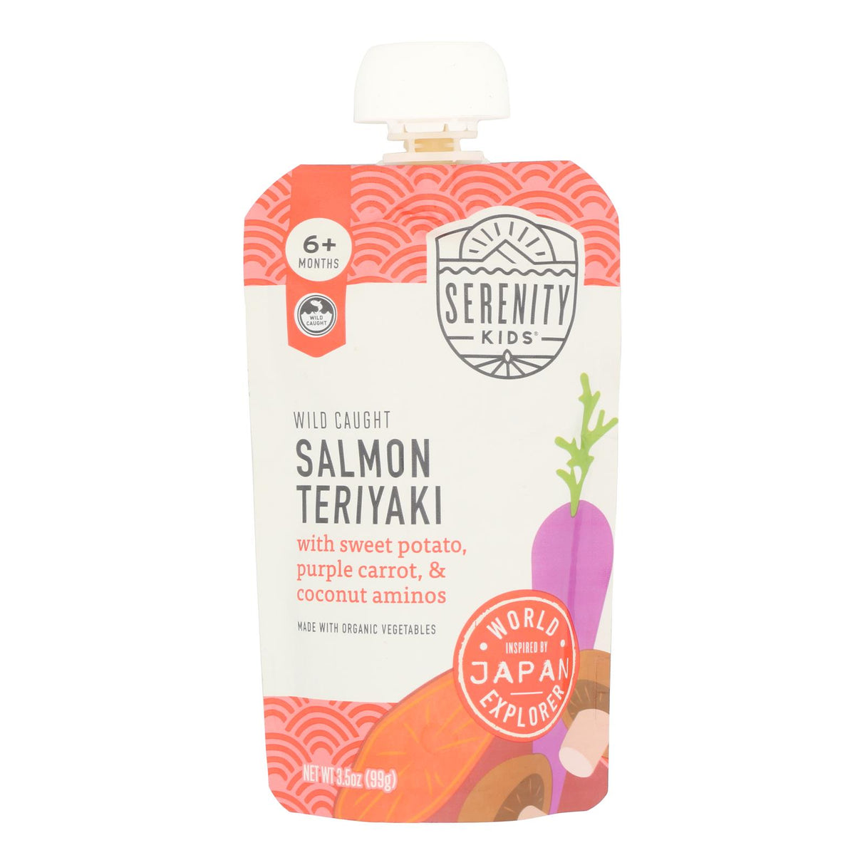 Serenity Kids Salmon Teriyaki Baby Food Pouches - 6 Pack | Organic Baby Food
