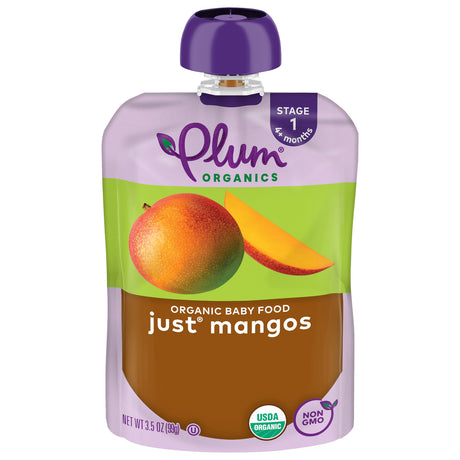 Plum Organics Mango Baby Food Pouches Stage 2 (12-Pack) | 3.5oz Organic Food