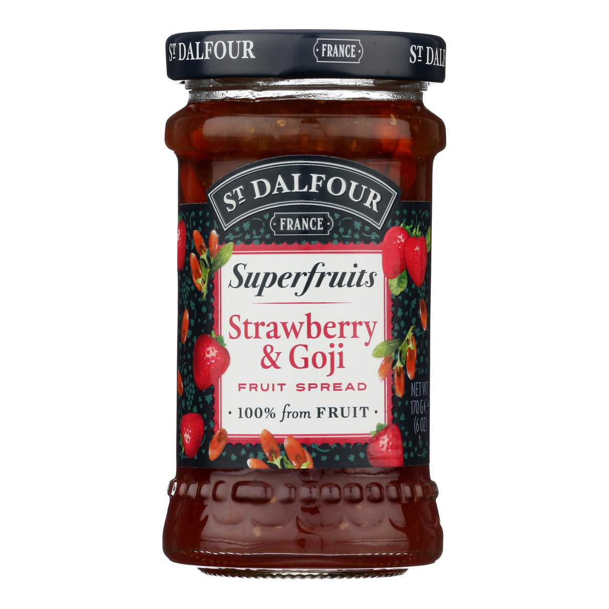 St. Dalfour Strawberry Goji Fruit Spread - 6 Jars - Gourmet All Natural Jam