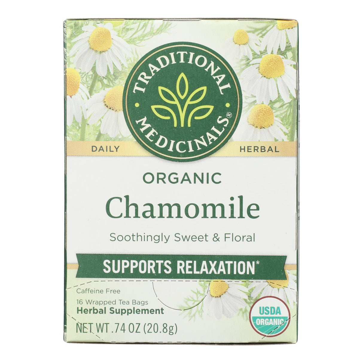 Traditional Medicinals Organic Chamomile Tea - Calming Herbal Tea, 16 Tea Bags