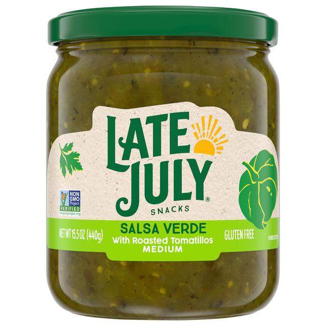 Late July Salsa Verde: Medium Salsa,15.5 Oz - Case of 12 | Late July Snacks