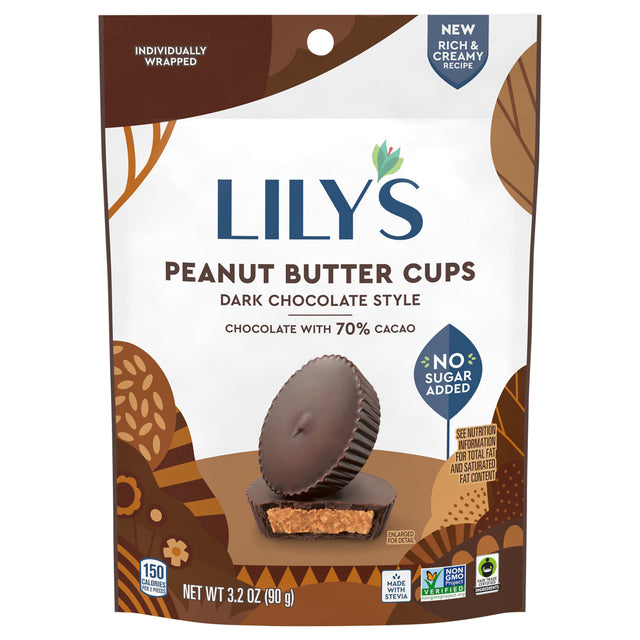 Lily's Dark Chocolate Peanut Butter Cups (12 Pack) - Low Carb & Sugar Free