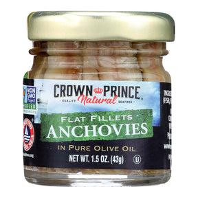 Crown Prince Anchovies Flat Fillets in Olive Oil, 18 x 1.5 oz