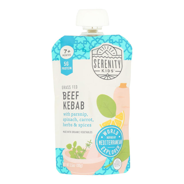Serenity Kids Beef & Veggie Baby Food Pouches 6-Pack: Savory Kebab Flavor
