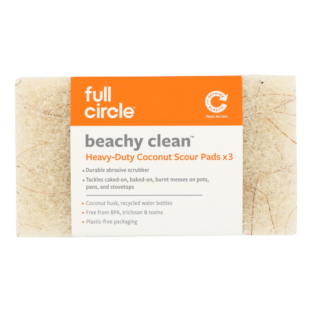 Full Circle Coconut Scour Pads 3-Pack: Natural Kitchen Scrubber | Full Circle