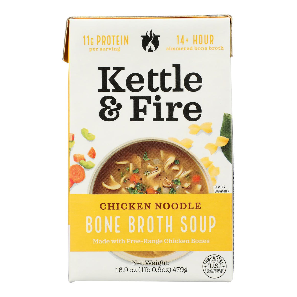 Kettle & Fire Bone Broth: Organic Chicken Noodle, 6 x 16 oz.