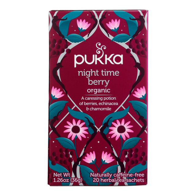 Pukka Night Time Berry Tea - 20 Bags - Calming Herbal Tea for Sleep