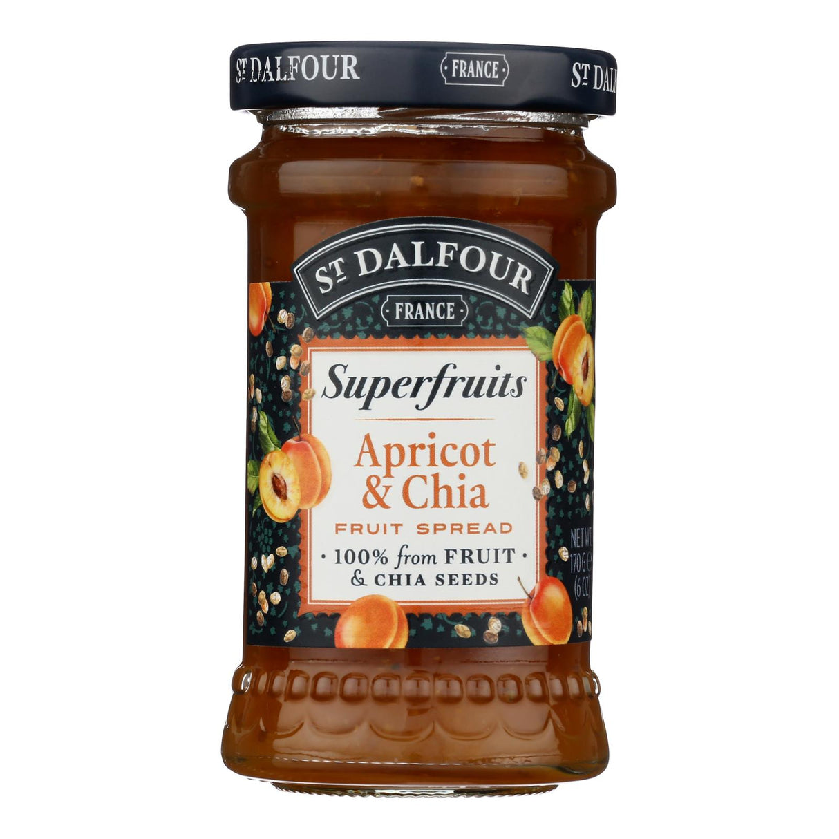 St. Dalfour Apricot Chia Fruit Spread: 6 Jars | Gourmet Apricot Jam, No Sugar