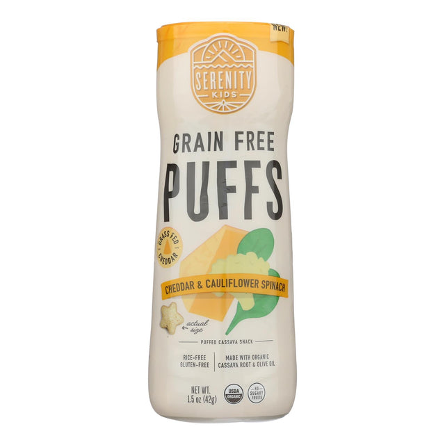 Serenity Kids Puffs - Organic Cheddar, Cauliflower & Spinach - 6 Pack - 1.5 oz Each