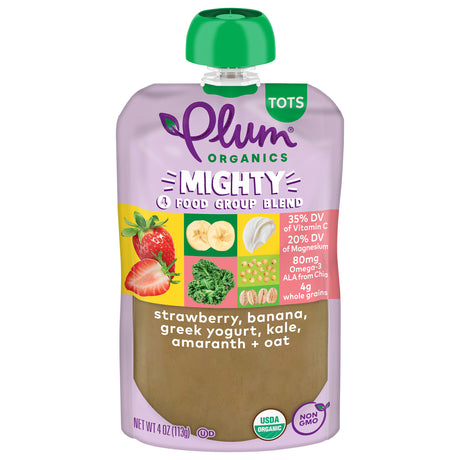 Plum Organics Greek Yogurt Smoothie, Kale & Strawberry, 4 oz Pouches, 12 Count
