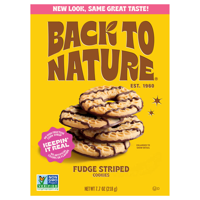 Back to Nature Fudge Striped Cookies, 7.7 oz, 6-Count Pack