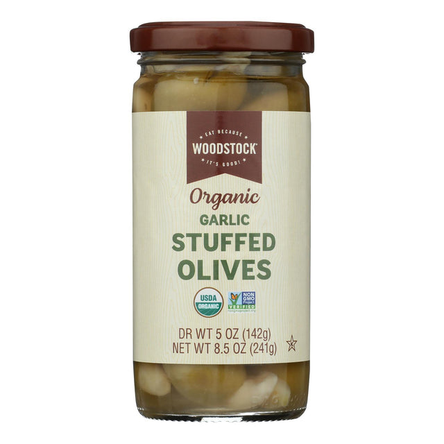 Woodstock Garlic Stuffed Olives, 8.5 oz  (Pack of 12)