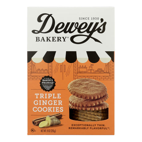 Deweys Bakery Moravian Ginger Cookie Thins - 6 x 9 Oz Case - Triple Ginger Crisps