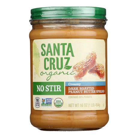 Santa Cruz Organic Creamy Peanut Butter, No Stir, 16 oz  (Pack of 12)
