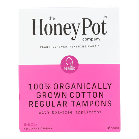 The Honey Pot Regular Absorbency Tampons with Plastic Applicator, Unscented - 18 Count