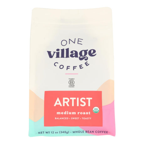 One Village Coffee Organic Medium Dark Whole Bean - 6 x 12 oz Bags - Free Ship