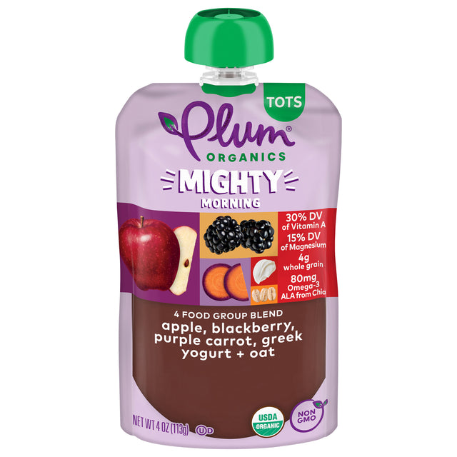 Plum Organics Greek Yogurt Organic 2nd Foods Baby Food Pouch, Berry & Quinoa, 4 oz Pouches, Pack of 12