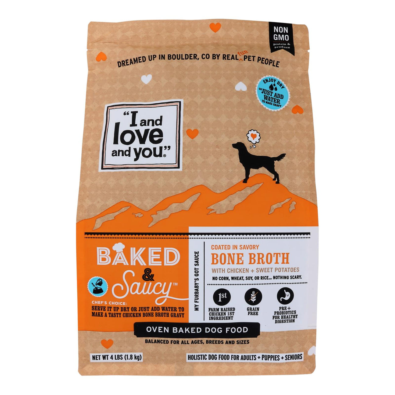 I And Love And You Chicken & Sweet Potato Dog Food, 4 lb Bag (Pack of 4)