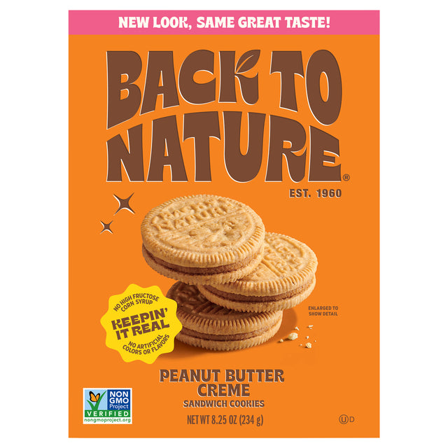 Back To Nature Peanut Butter Sandwich Cookies, 6 Packs of 8.25 oz