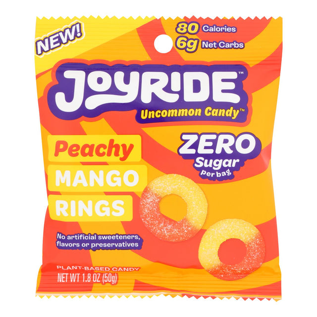 Joy Ride Peachy Mango Rings - Pack of 8-1.8 Oz - Sweet & Tangy Gummies