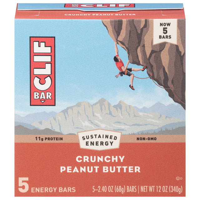Clif Bar Energy Bar, Organic Crunchy Peanut Butter, 9 Count - 2.4 oz Bars