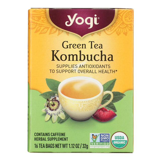 Yogi Green Tea Kombucha - Caffeinated, Supports Vitality - 16 Tea Bags