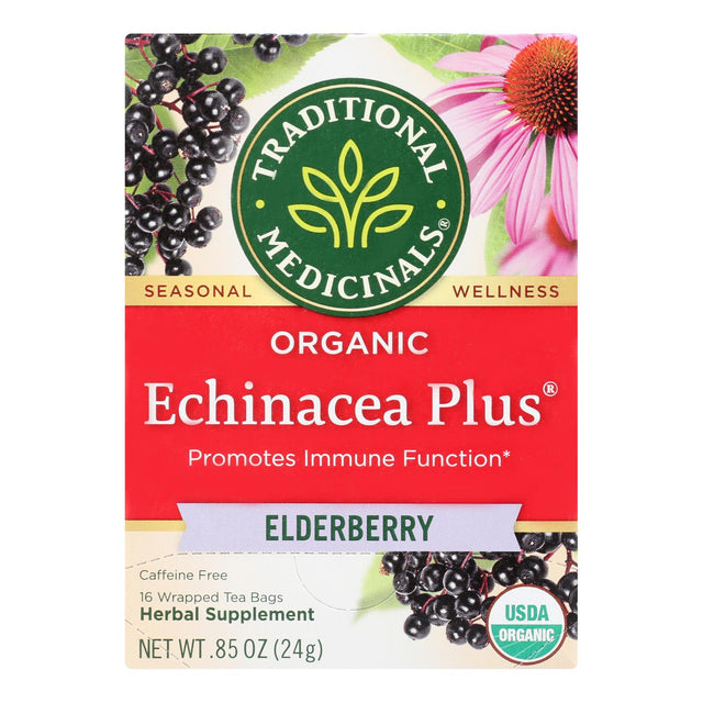 Traditional Medicinals Echinacea Elder Tea: Immunity Herbal Tea - 16 Bags
