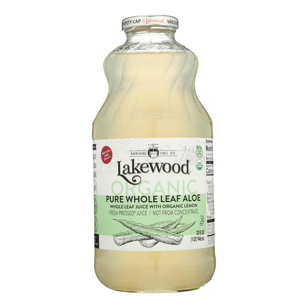 Lakewood Organic Aloe Juice Lemon 32oz | Fresh Pressed Whole Leaf -Best Price