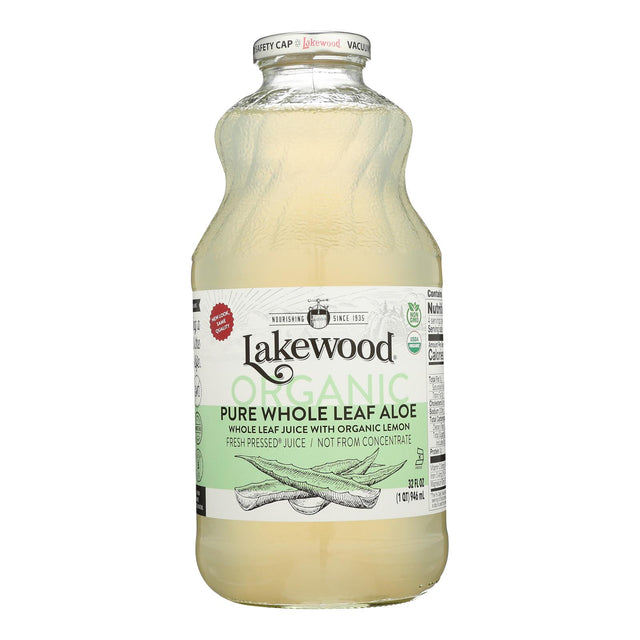 Lakewood Organic Aloe Juice Lemon 32oz | Fresh Pressed Whole Leaf -Best Price