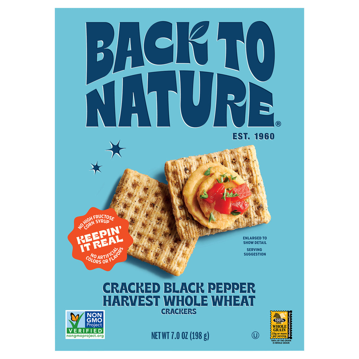Back To Nature Harvest Stone Wheat Crackers, Black Pepper, 12-7 oz Cases