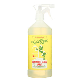 Rebel Green Glass Cleaner: Natural, Streak-Free Peppermint Lemon, 4x32 Fl Oz