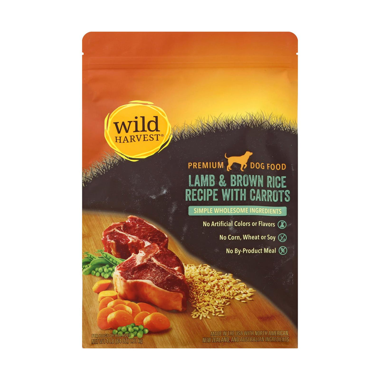 Wild Harvest Lamb & Brown Rice Dry Dog Food - 4 lbs - Pack of 4