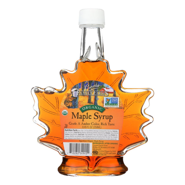 Coombs Family Farms Grade A Amber Maple Syrup, Leaf Bottle, Pack of 12 - 8.45 Oz