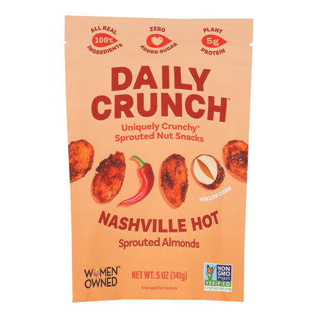 Daily Crunch Sprouted Almonds Nashville Hot (Pack of 6 - 4 oz Bags)