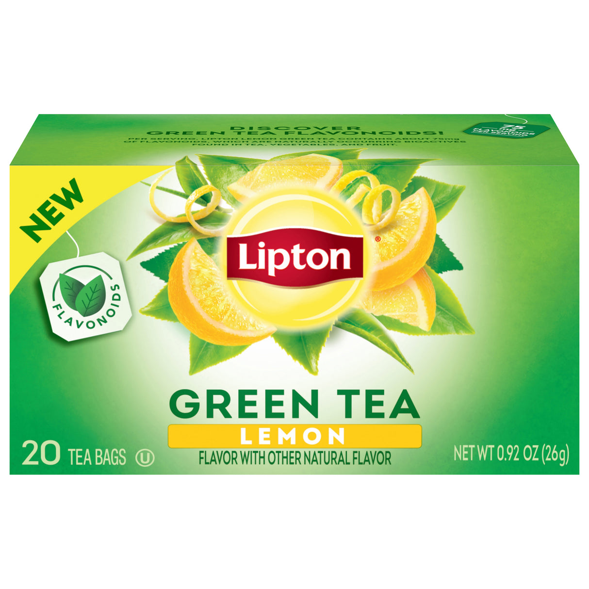 Lipton Green Tea Lemon Bags (20 Count, 6 Pack) - Refreshing & Healthy