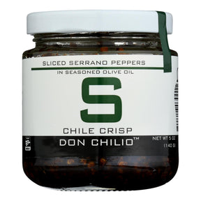 Don Chilio Serrano Chile Crisp - Pack of 6 (5 Oz Each) - Authentic Chili Oil