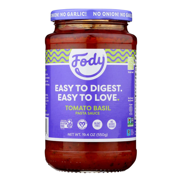 Fody Tomato Basil Pasta Sauce - Low FODMAP, Gluten-Free - Pack of 6 (19.4 Oz )