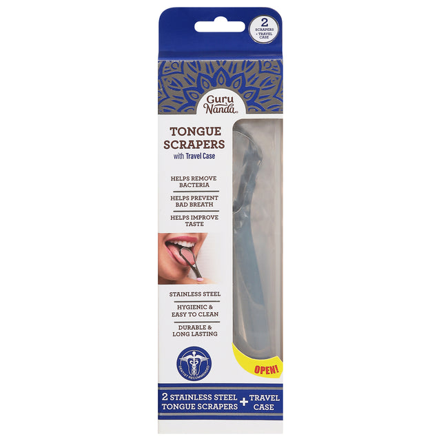 Gurunanda Tongue Scrapers (6 x 2-Pack): Stainless Steel Cleaners for Fresh Breath