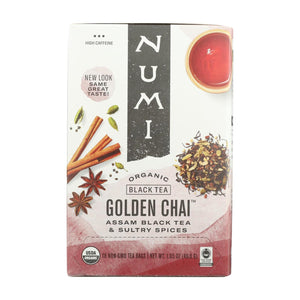Numi Tea Golden Chai Black Tea Bags, 18 Count | Organic & Delicious