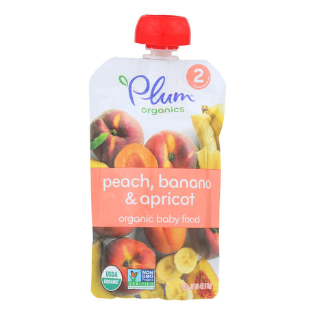 Plum Organics Peach Apricot Banana Baby Food Pouches Stage 2, 12 Count