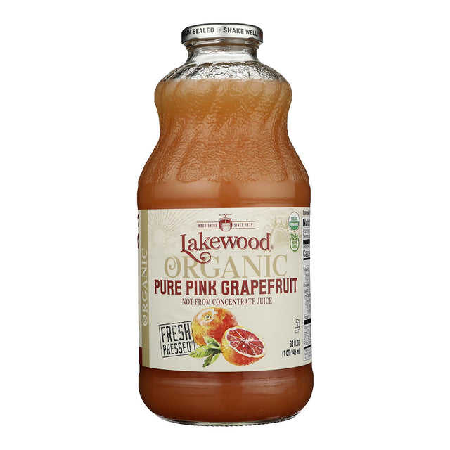 Lakewood Organic Pink Grapefruit Juice - 6 x 32 fl oz Case - Pure & Fresh