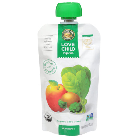 Love Child Organics Apple Spinach Kiwi Puree Stage 2 | Organic Baby Food 12-4oz