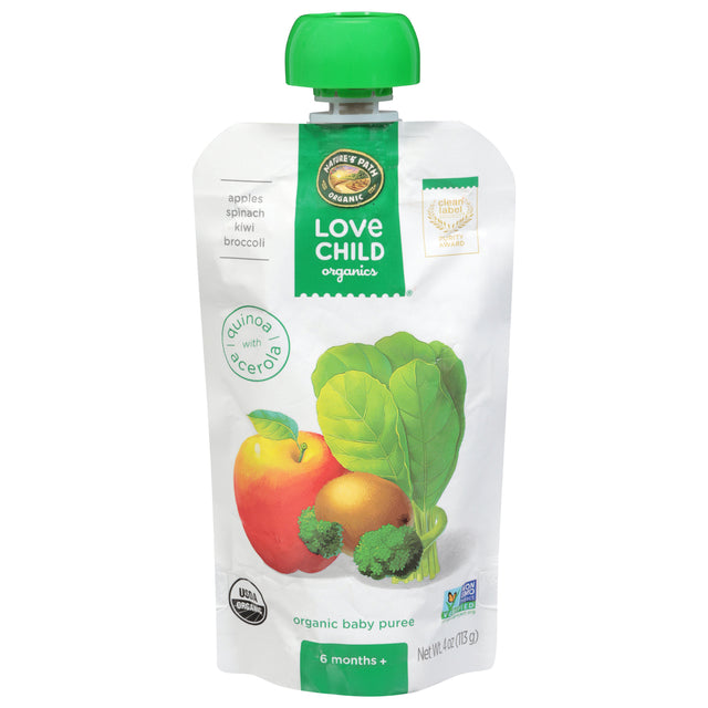 Love Child Organics Apple Spinach Kiwi Puree Stage 2 | Organic Baby Food 12-4oz