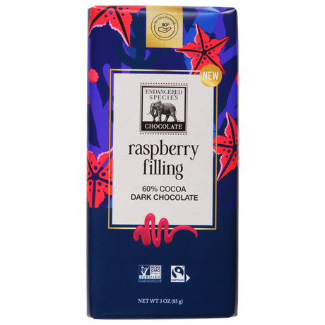 Endangered Species Dark Chocolate Raspberry Filled Bars - 3 oz - 12 Count