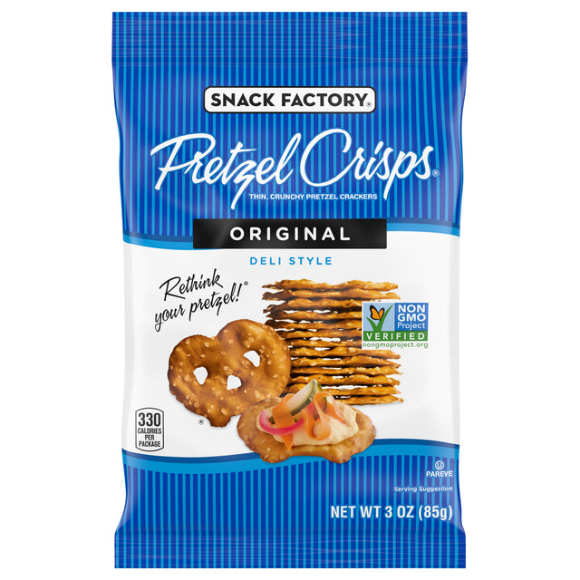 Pretzel Crisps Original 8 oz 3-Pack | Thin & Crispy Snack Pretzels