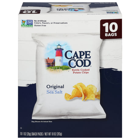 Cape Cod Kettle Cooked Potato Chips, 4 x 10- Classic Crispy Snack