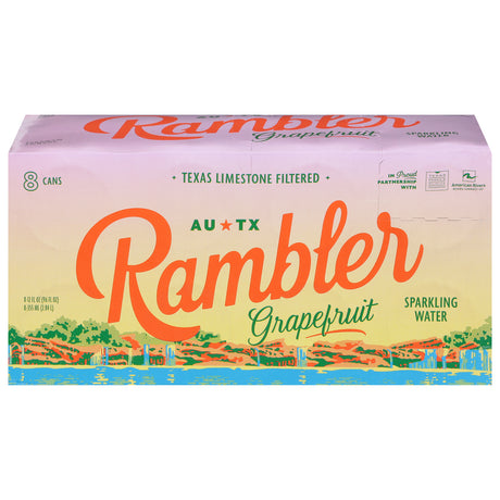 Rambler Sparkling Water - Grapefruit, 8/12 fl oz (Case of 3) - Texas Limestone Filtered