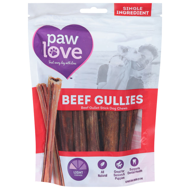 Paw Love Beef Gullet Sticks: Long Lasting Natural Dog Chew Treats 6-12 Count